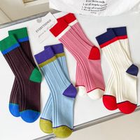 Unisexe Décontractée Bloc De Couleur Nylon Coton Crew Socks Une Paire main image 6