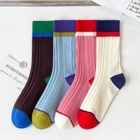 Unisex Casual Color Block Nylon Cotton Crew Socks A Pair main image 3