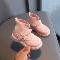 Girl's Streetwear Solid Color Pearls Round Toe Sock Boots main image 5