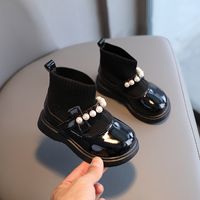 Girl's Streetwear Solid Color Pearls Round Toe Sock Boots main image 4
