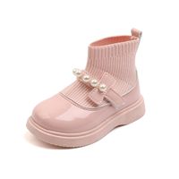 Girl's Streetwear Solid Color Pearls Round Toe Sock Boots main image 2