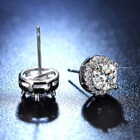 Classic Style Round Sterling Silver Gra Inlay Moissanite Silver Plated Ear Studs main image 3