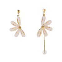 1 Pair Cute Sweet Flower Plating Arylic Imitation Pearl Alloy Drop Earrings main image 4