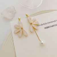 1 Pair Cute Sweet Flower Plating Arylic Imitation Pearl Alloy Drop Earrings main image 2