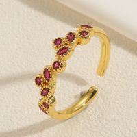 Elegant Vintage Style Sweet Flower Copper Plating Inlay Zircon 14k Gold Plated Open Rings main image 6