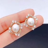 1 Pair Simple Style Round Inlay Alloy Rhinestones Ear Studs main image 2