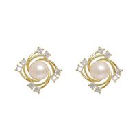 1 Pair Simple Style Round Inlay Alloy Rhinestones Ear Studs main image 5