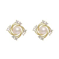 1 Paire Style Simple Rond Incruster Alliage Strass Boucles D'oreilles main image 5