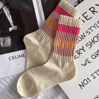 Women's Casual Simple Style Color Block Cotton Crew Socks A Pair sku image 1