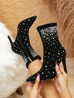 Women's Streetwear Solid Color Rhinestone Point Toe Classic Boots main image 1