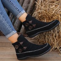 Women's Vintage Style Solid Color Round Toe Martin Boots sku image 1