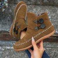 Women's Vintage Style Solid Color Round Toe Martin Boots sku image 9