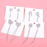 1 Pair Simple Style Classic Style Round Star Snowflake Inlay Alloy Rhinestones Drop Earrings main image 1