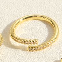 Elegant Streetwear Commute Geometric Copper Plating Inlay Zircon 14k Gold Plated Open Rings main image 5