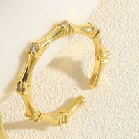 Elegant Streetwear Commute Geometric Copper Plating Inlay Zircon 14k Gold Plated Open Rings main image 4