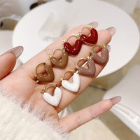 Wholesale Jewelry Vintage Style Heart Shape Alloy Gold Plated Plating Hoop Earrings main image 2