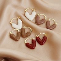 Wholesale Jewelry Vintage Style Heart Shape Alloy Gold Plated Plating Hoop Earrings main image 1