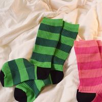 Femmes Style Simple Bande Coton Jacquard Crew Socks Une Paire main image 5