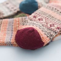Unisex Japanese Style Geometric Color Block Cotton Wool Crew Socks A Pair main image 5