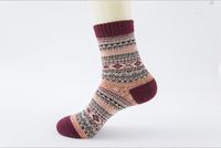 Unisex Japanese Style Geometric Color Block Cotton Wool Crew Socks A Pair sku image 3