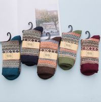 Unisex Japanese Style Geometric Color Block Cotton Wool Crew Socks A Pair main image 1