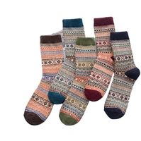 Unisex Japanese Style Geometric Color Block Cotton Wool Crew Socks A Pair main image 4