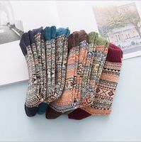 Unisex Japanese Style Geometric Color Block Cotton Wool Crew Socks A Pair main image 2