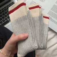 Frau Einfacher Stil Streifen Baumwolle Crew Socken Ein Paar main image 5