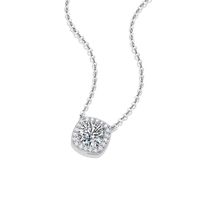 Sterling Silver Classic Style GRA Inlay Square Moissanite Zircon Necklace main image 4