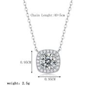 Sterling Silver Classic Style GRA Inlay Square Moissanite Zircon Necklace main image 5