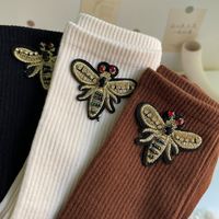 Women's Simple Style Solid Color Bee Cotton Crew Socks A Pair main image 5