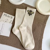 Women's Simple Style Solid Color Bee Cotton Crew Socks A Pair sku image 4