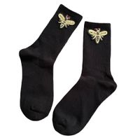Women's Simple Style Solid Color Bee Cotton Crew Socks A Pair main image 3