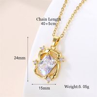 Stainless Steel Titanium Steel 18K Gold Plated Vintage Style Plating Inlay Round Heart Shape Snowflake Zircon Pendant Necklace sku image 6
