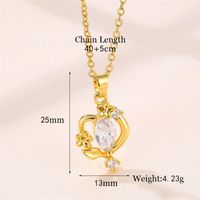 Stainless Steel Titanium Steel 18K Gold Plated Vintage Style Plating Inlay Round Heart Shape Snowflake Zircon Pendant Necklace sku image 3
