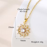 Stainless Steel Titanium Steel 18K Gold Plated Vintage Style Plating Inlay Round Heart Shape Snowflake Zircon Pendant Necklace sku image 9