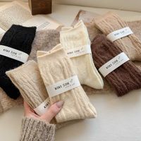 Women's Japanese Style Solid Color Argyle Wool Crew Socks A Pair main image 1