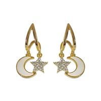 1 Paire Style Simple Lune Incruster Alliage Strass Boucles D'oreilles main image 2