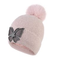 Women's Cute Sweet Butterfly Pom Poms Eaveless Wool Cap main image 2