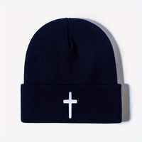 Unisex Basic Simple Style Cross Embroidery Eaveless Wool Cap main image 4