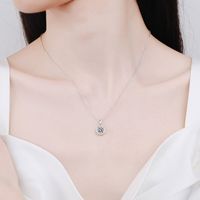 Simple Style Round Sterling Silver Plating Inlay Moissanite 18k Gold Plated Pendant Necklace main image 5