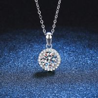 Style Simple Rond Argent Sterling Placage Incruster Moissanite Plaqué Or 18k Pendentif main image 1