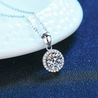 Simple Style Round Sterling Silver Plating Inlay Moissanite 18k Gold Plated Pendant Necklace main image 3