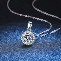 Simple Style Round Sterling Silver Plating Inlay Moissanite 18k Gold Plated Pendant Necklace main image 4