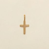 1 Piece Copper Zircon Gold Plated Cross Heart Shape Polished Pendant Chain sku image 1