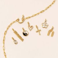 1 Piece Copper Zircon Gold Plated Cross Heart Shape Polished Pendant Chain main image 1