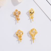 Sweet Simple Style Flower Sterling Silver Plating Inlay Zircon Gold Plated Jewelry Accessories main image 1