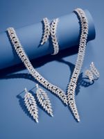 Elegant Glam Wedding V Shape Brass Plating Inlay Zircon White Gold Plated Bracelets Earrings Necklace main image 2