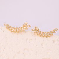 1 Pair Ig Style Wings Plating Inlay Brass Zircon 18k Gold Plated Ear Studs main image 4