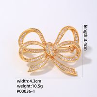 Simple Style Classic Style Bow Knot Copper Plating Inlay Zircon Women's Brooches 1 Piece sku image 1